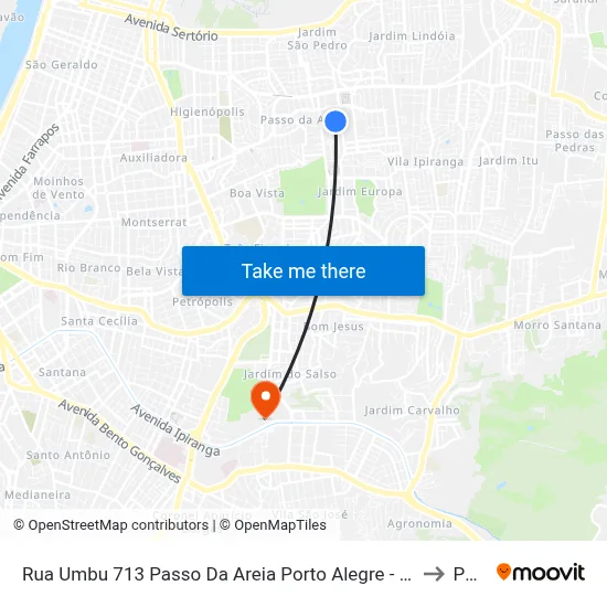 Rua Umbu 713 Passo Da Areia Porto Alegre - Rs 91350-100 Brasil to Pucrs map