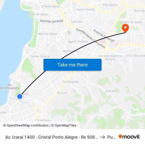 Av. Icaraí 1400 - Cristal Porto Alegre - Rs 90810-000 Brasil to Pucrs map