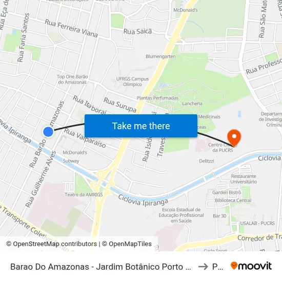 Barao Do Amazonas - Jardim Botânico Porto Alegre - Rs 90670-001 Brasil to Pucrs map