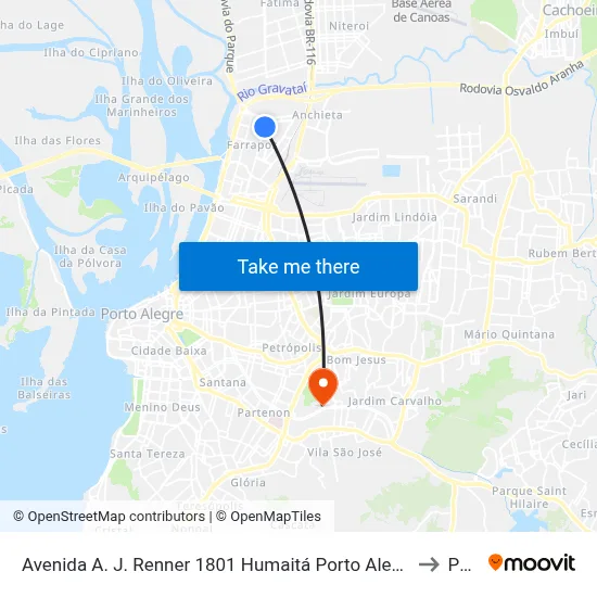 Avenida A. J. Renner 1801 Humaitá Porto Alegre - Rs 90250-000 Brasil to Pucrs map