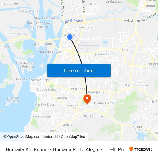 Humaita A J Renner - Humaitá Porto Alegre - Rs 90245-000 Brasil to Pucrs map