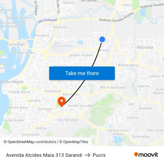 Avenida Alcides Maia 313 Sarandi to Pucrs map