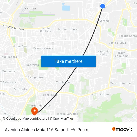 Avenida Alcides Maia 116 Sarandi to Pucrs map