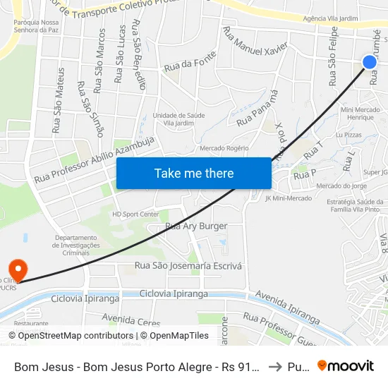 Bom Jesus - Bom Jesus Porto Alegre - Rs 91420-070 Brasil to Pucrs map