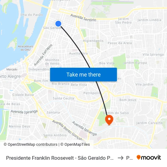 Presidente Franklin Roosevelt - São Geraldo Porto Alegre - Rs 90230-080 Brasil to Pucrs map