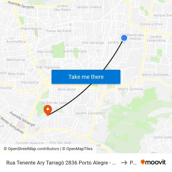 Rua Tenente Ary Tarragô 2836 Porto Alegre - Rio Grande Do Sul 91225 Brasil to Pucrs map