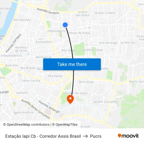 Estação Iapi Cb - Corredor Assis Brasil to Pucrs map