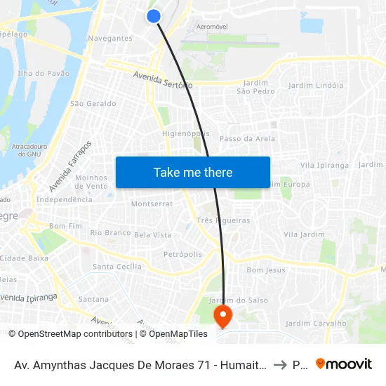 Av. Amynthas Jacques De Moraes 71 - Humaitá Porto Alegre - Rs 90245-050 Brasil to Pucrs map