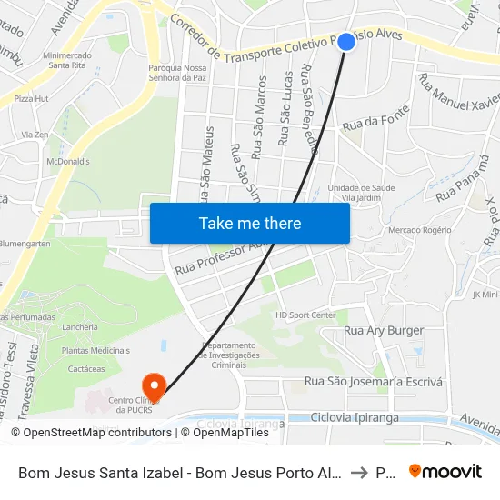 Bom Jesus Santa Izabel - Bom Jesus Porto Alegre - Rs 91420-690 Brasil to Pucrs map