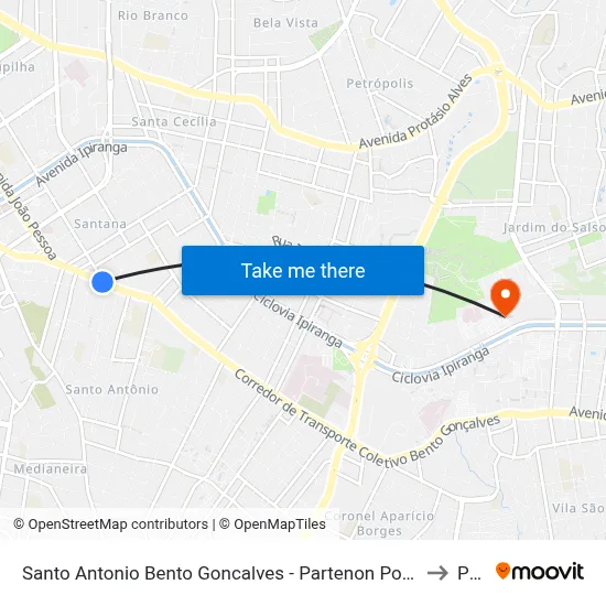 Santo Antonio Bento Goncalves - Partenon Porto Alegre - Rs 90650-010 Brasil to Pucrs map