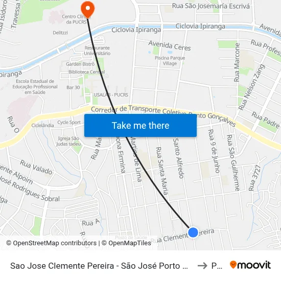 Sao Jose Clemente Pereira - São José Porto Alegre - Rs 91520-550 Brasil to Pucrs map