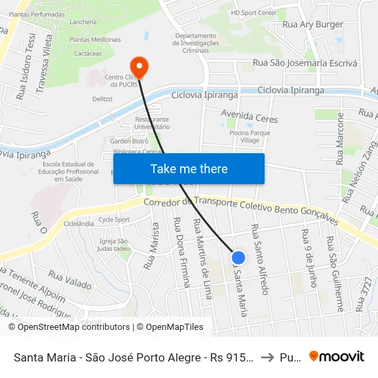 Santa Maria - São José Porto Alegre - Rs 91520-460 Brasil to Pucrs map