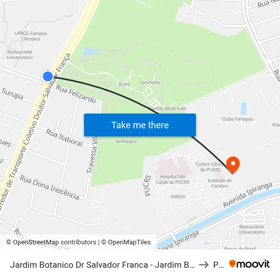 Jardim Botanico Dr Salvador Franca - Jardim Botânico Porto Alegre - Rs 90450-190 Brasil to Pucrs map