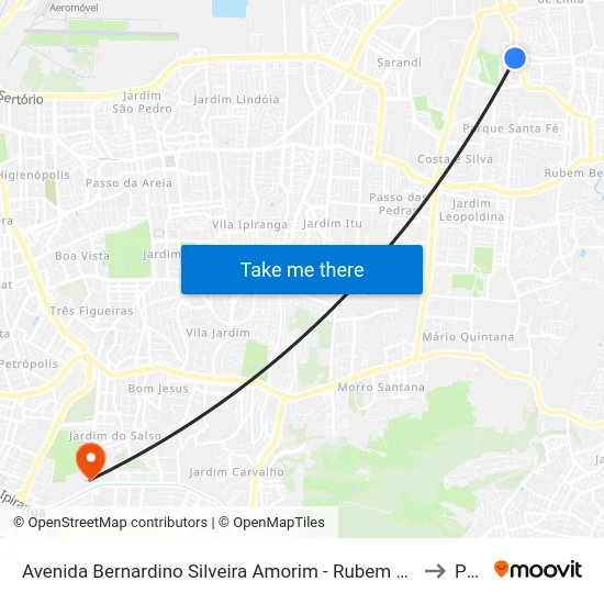 Avenida Bernardino Silveira Amorim - Rubem Berta Porto Alegre - Rs Brasil to Pucrs map