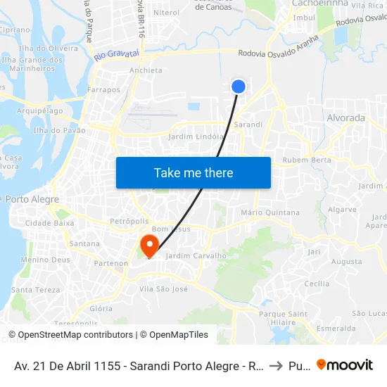 Av. 21 De Abril 1155 - Sarandi Porto Alegre - Rs 91120-630 Brasil to Pucrs map