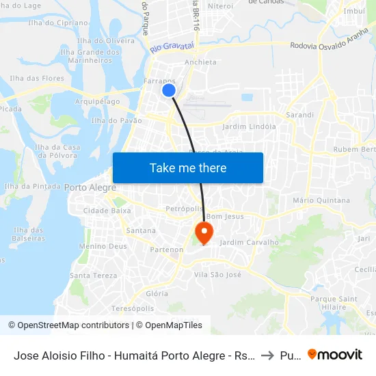Jose Aloisio Filho - Humaitá Porto Alegre - Rs 90250-180 Brasil to Pucrs map