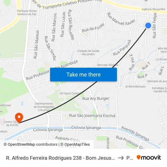 R. Alfredo Ferreira Rodrigues 238 - Bom Jesus Porto Alegre - Rs 91420-632 Brasil to Pucrs map
