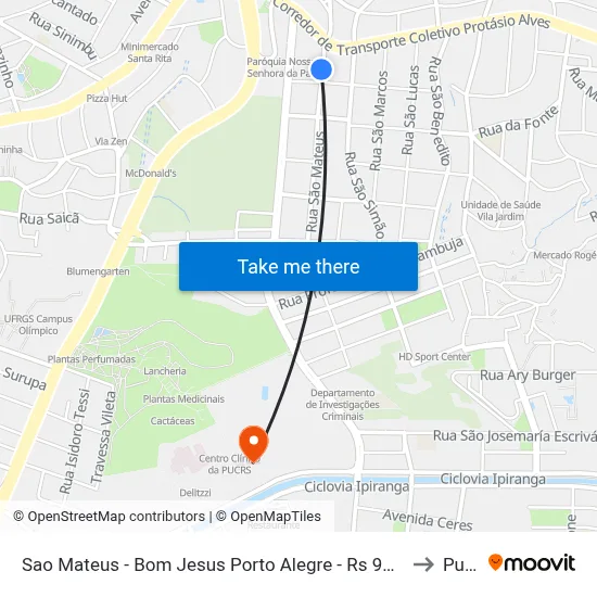 Sao Mateus - Bom Jesus Porto Alegre - Rs 91420-500 Brasil to Pucrs map