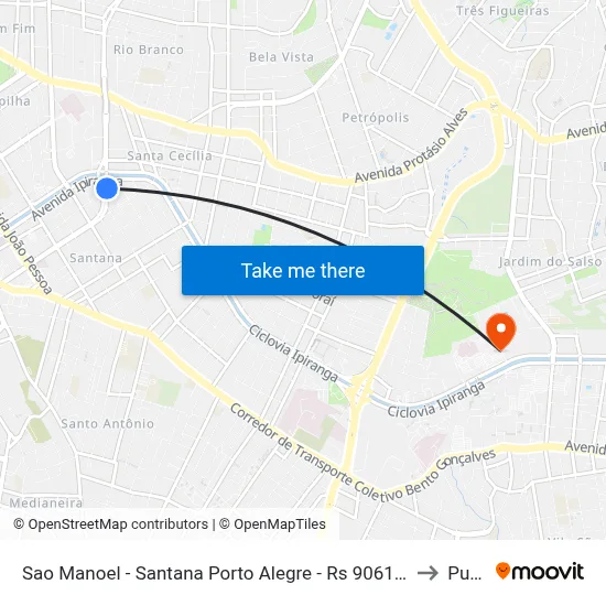 Sao Manoel - Santana Porto Alegre - Rs 90610-270 Brasil to Pucrs map