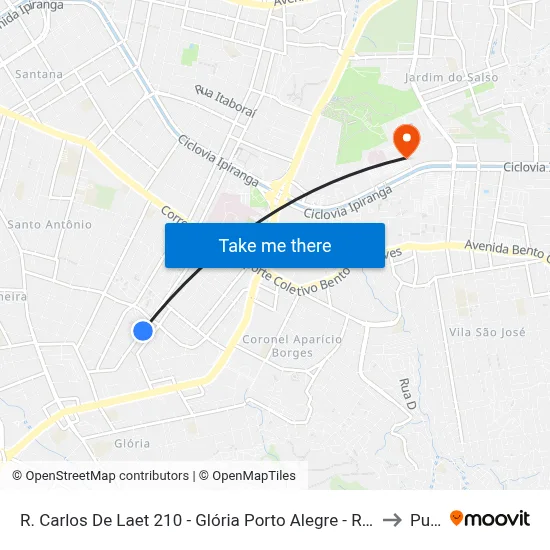 R. Carlos De Laet 210 - Glória Porto Alegre - Rs 90680-350 Brasil to Pucrs map