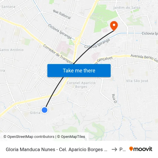 Gloria Manduca Nunes - Cel. Aparicio Borges Porto Alegre - Rs 91710-020 Brasil to Pucrs map