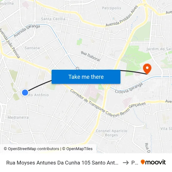 Rua Moyses Antunes Da Cunha 105 Santo Antônio Porto Alegre - Rio Grande Do Sul 90640 Brasil to Pucrs map