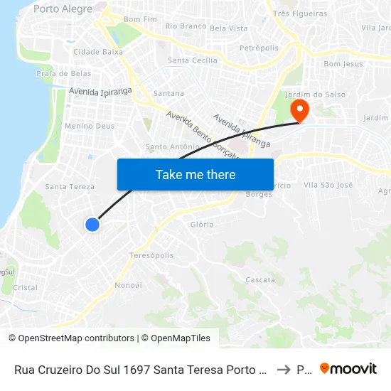 Rua Cruzeiro Do Sul 1697 Santa Teresa Porto Alegre - Rio Grande Do Sul 90843 Brasil to Pucrs map