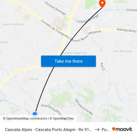Cascata Alpes - Cascata Porto Alegre - Rs 91720-120 Brasil to Pucrs map
