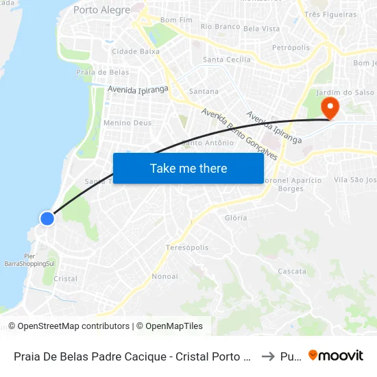 Praia De Belas Padre Cacique - Cristal Porto Alegre - Rs Brasil to Pucrs map