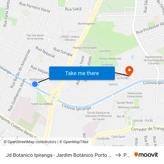 Jd Botanico Ipiranga - Jardim Botânico Porto Alegre - Rs 90690-180 Brasil to Pucrs map