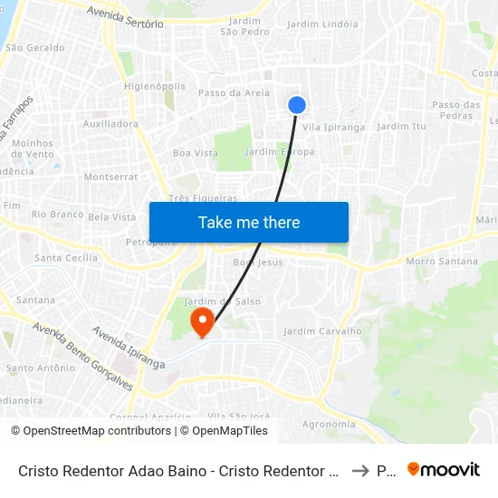 Cristo Redentor Adao Baino - Cristo Redentor Porto Alegre - Rs 91350-030 Brasil to Pucrs map