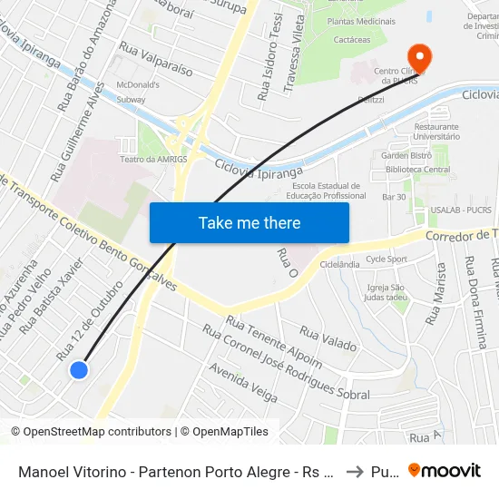 Manoel Vitorino - Partenon Porto Alegre - Rs 90680-344 Brasil to Pucrs map