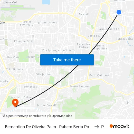 Bernardino De Oliveira Paim - Rubem Berta Porto Alegre - Rs 91160-335 Brasil to Pucrs map