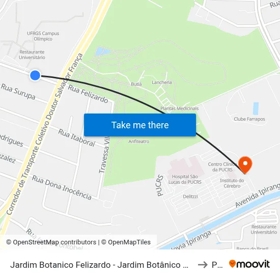 Jardim Botanico Felizardo - Jardim Botânico Porto Alegre - Rs 90450-190 Brasil to Pucrs map