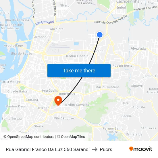 Rua Gabriel Franco Da Luz 560 Sarandi to Pucrs map
