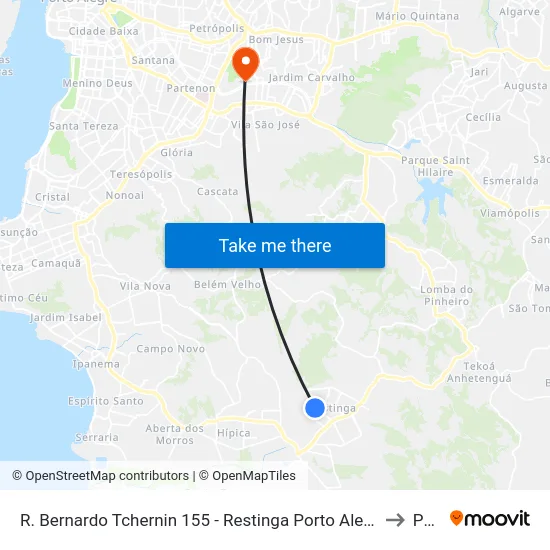 R. Bernardo Tchernin 155 - Restinga Porto Alegre - Rs 91790-180 Brasil to Pucrs map