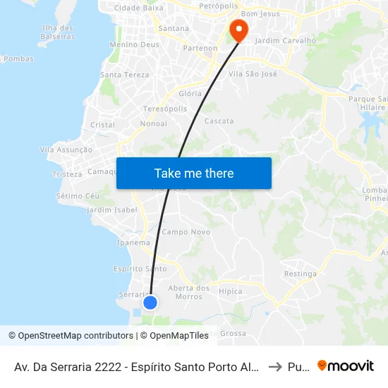 Av. Da Serraria 2222 - Espírito Santo Porto Alegre - Rs Brasil to Pucrs map