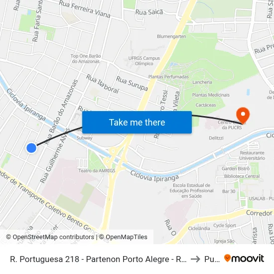 R. Portuguesa 218 - Partenon Porto Alegre - Rs 90650-120 Brasil to Pucrs map