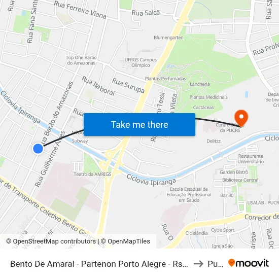 Bento De Amaral - Partenon Porto Alegre - Rs 90670-005 Brasil to Pucrs map