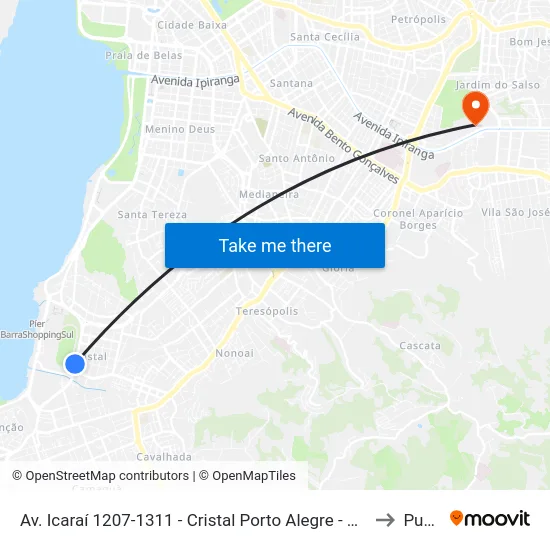 Av. Icaraí 1207-1311 - Cristal Porto Alegre - Rs Brasil to Pucrs map