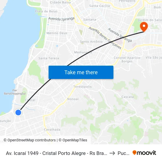 Av. Icaraí 1949 - Cristal Porto Alegre - Rs Brasil to Pucrs map