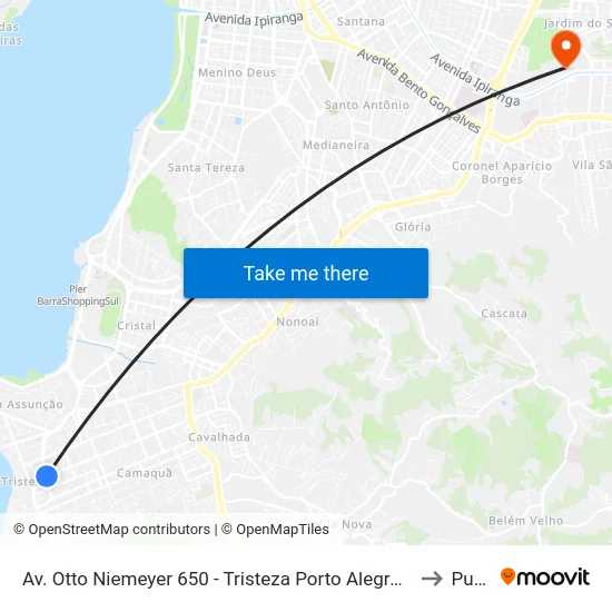 Av. Otto Niemeyer 650 - Tristeza Porto Alegre - Rs Brasil to Pucrs map