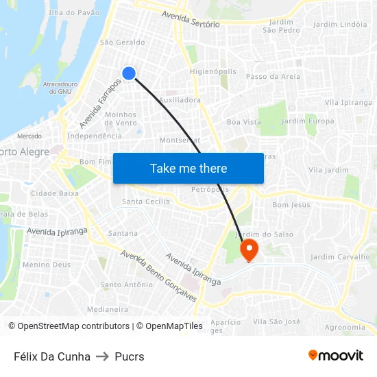 Félix Da Cunha to Pucrs map