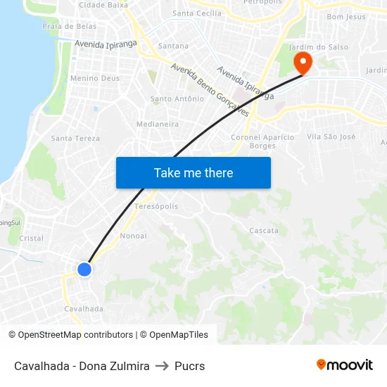 Cavalhada - Dona Zulmira to Pucrs map