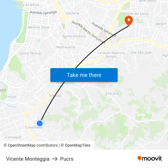 Vicente Monteggia to Pucrs map