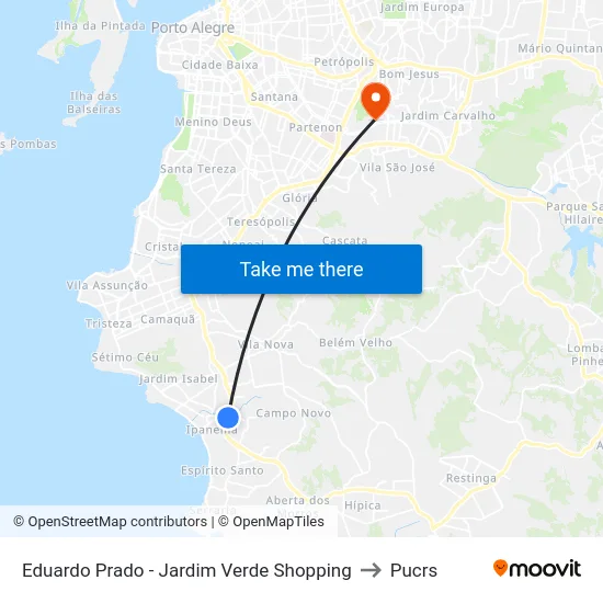 Eduardo Prado - Jardim Verde Shopping to Pucrs map