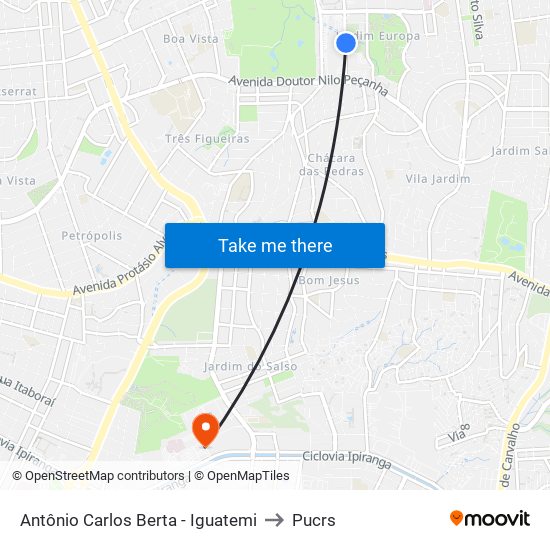 Antônio Carlos Berta - Iguatemi to Pucrs map