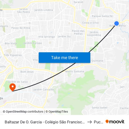 Baltazar De O. Garcia - Colégio São Francisco Cb to Pucrs map
