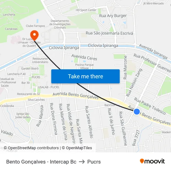 Bento Gonçalves - Intercap Bc to Pucrs map