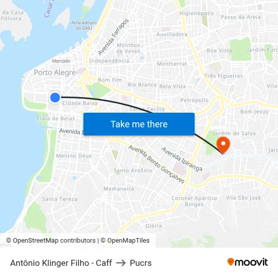 Antônio Klinger Filho - Caff to Pucrs map